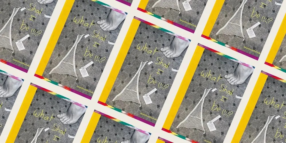 Collage of book cover, "What Shod I be!!!!?"