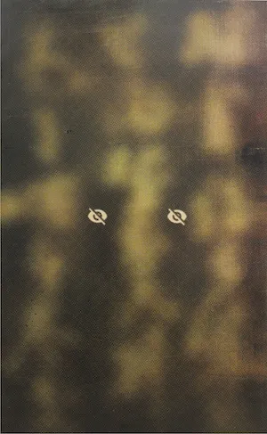 abstracted painting with two disembodied eyes