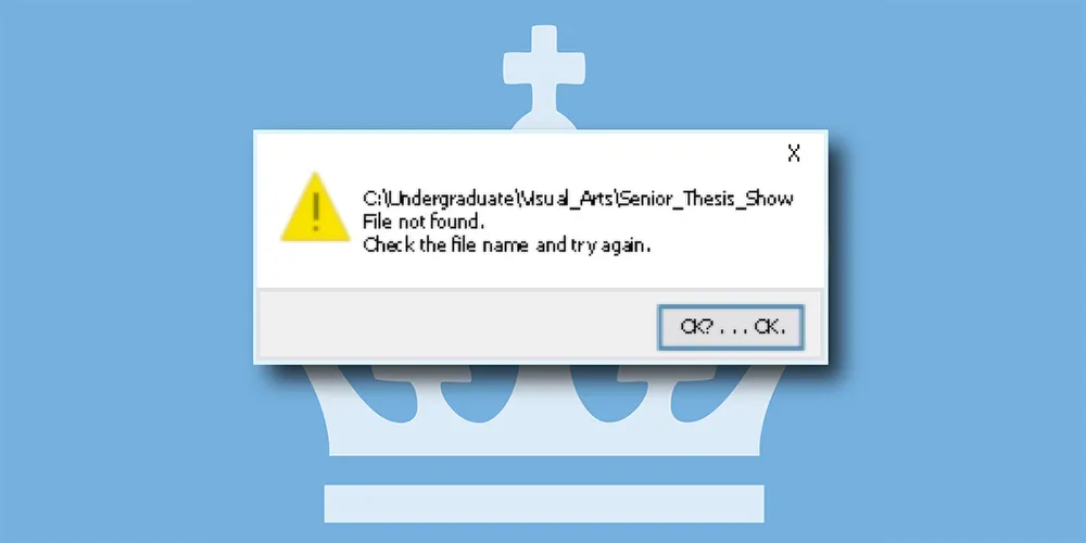Error dialog box over Columbia's logo