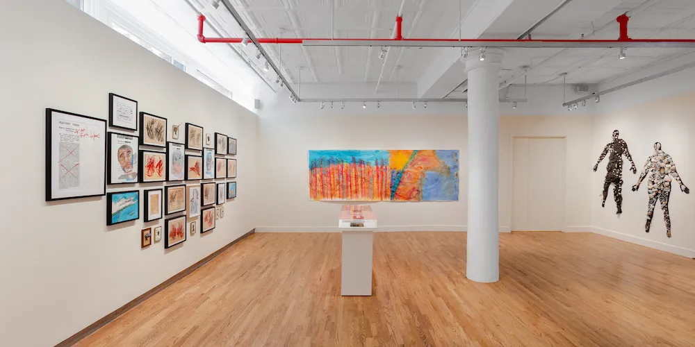 art on display in a gallery