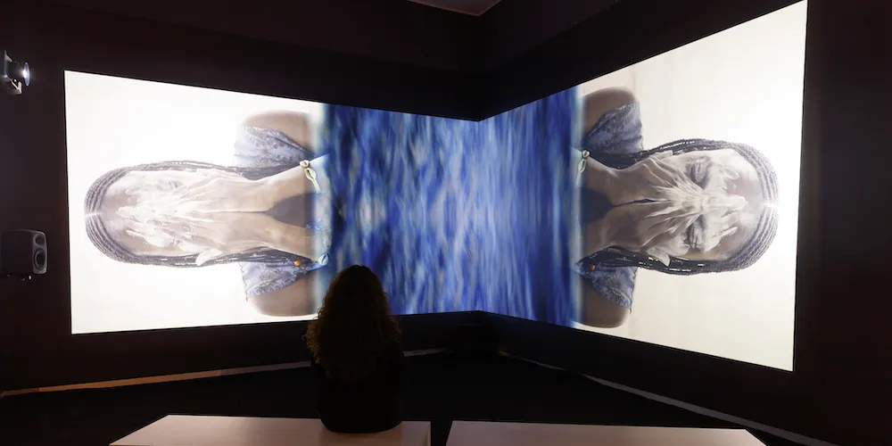 video installation inside an art gallery