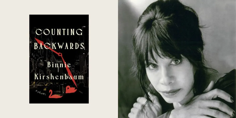 "Counting Backwards" book cover next to black and white headshot of author. 