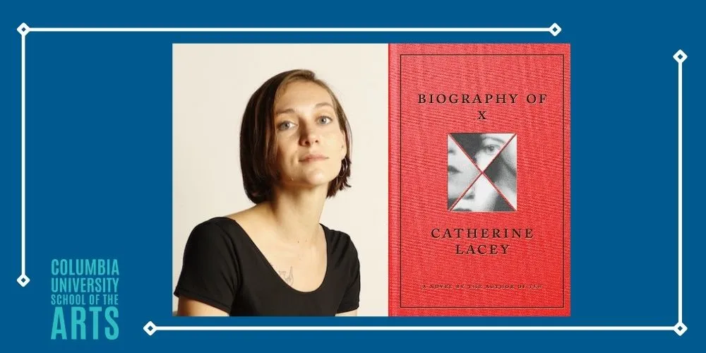 Catherine Lacey headshot; 'Biography of X' cover
