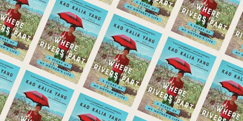 collage of book cover "Where Rivers Part"