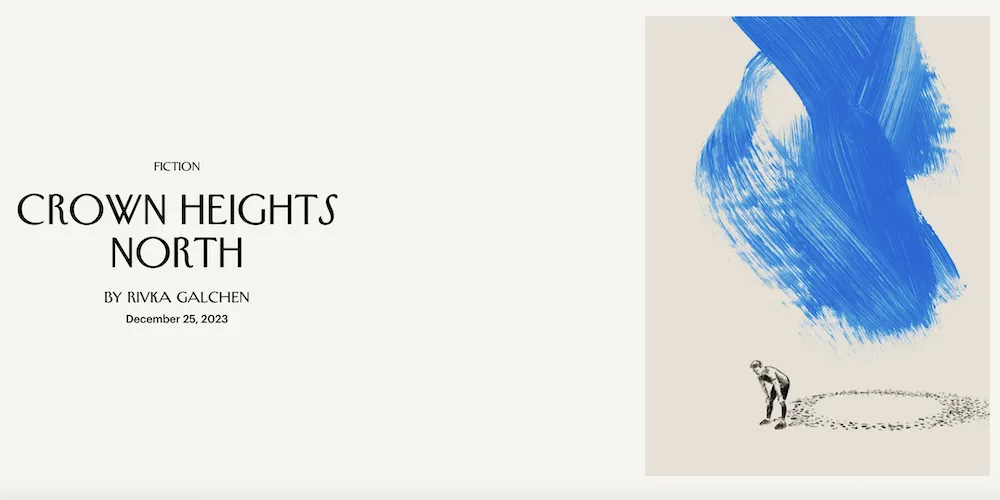 "Crown Heights North," sketch of man under blue paint sky
