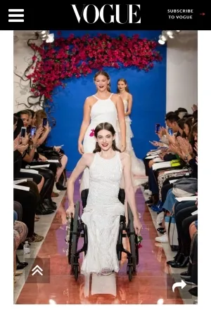 Bri Scalesse '20 on the cover of Vogue, on the runway at the New York Bridal Show in a Don O'Neill design for THEIA
