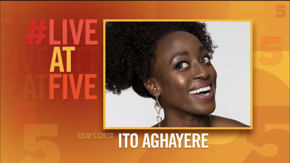 #Live at Five cover screen with headshot of Ito Aghayere