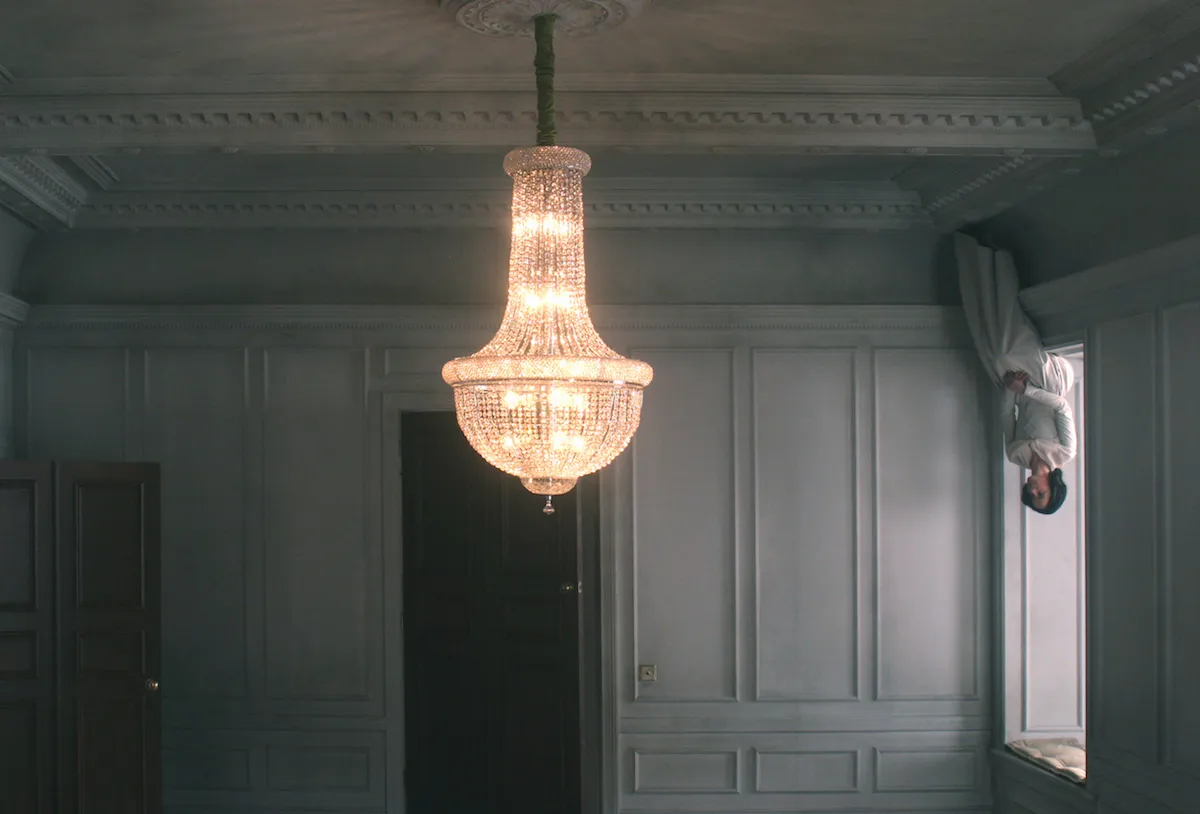 artwork by Matthew Buckingham - an image of a crystal chandelier