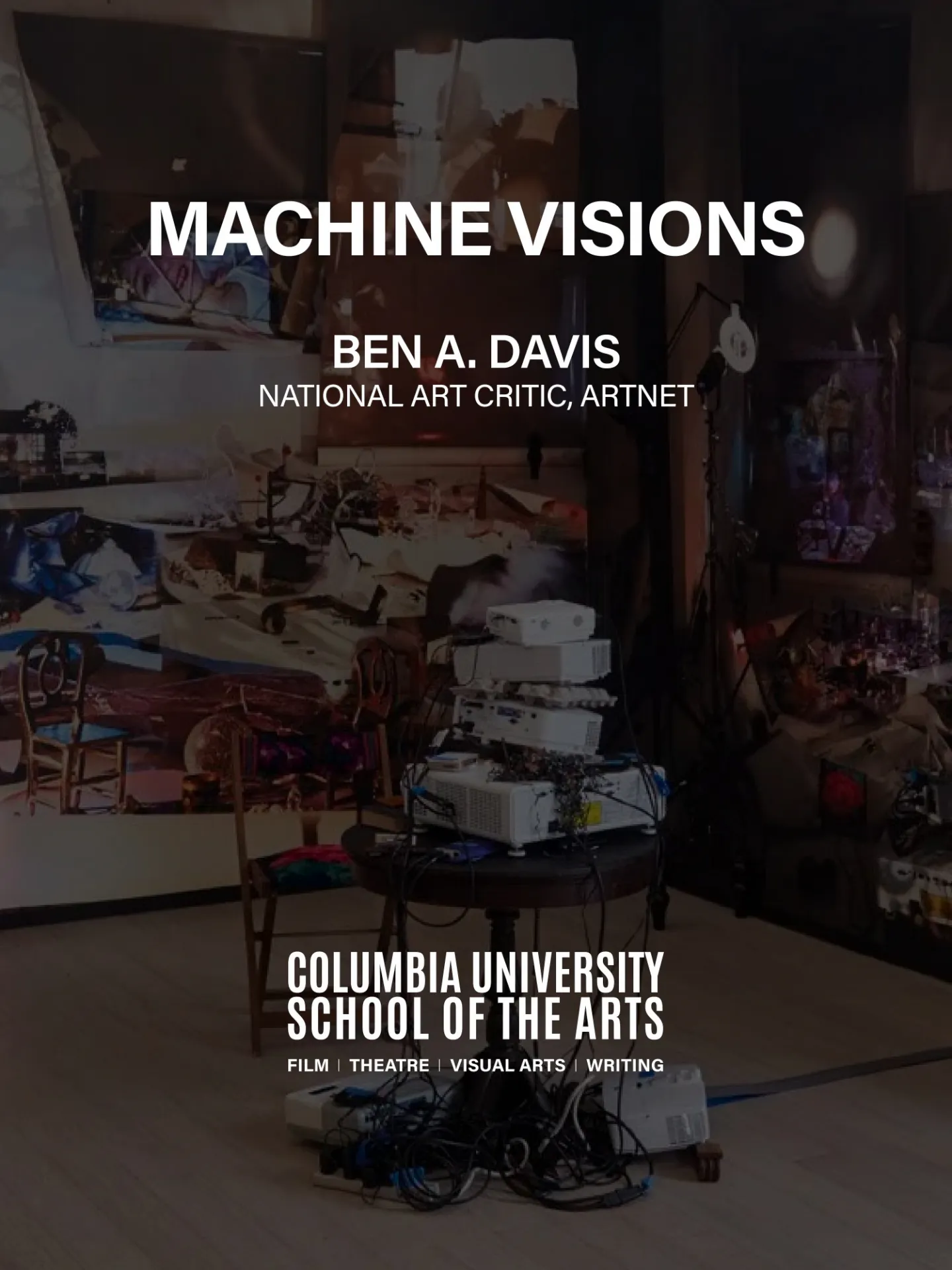 poster featuring artwork. text: machine visions: Ben A. Davis, National Art Critic, Artnet