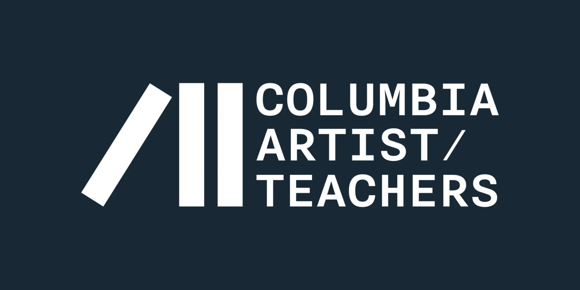 white text on dark blue background: Columbia Artist / Teachers