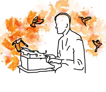 Graphic of someone writing