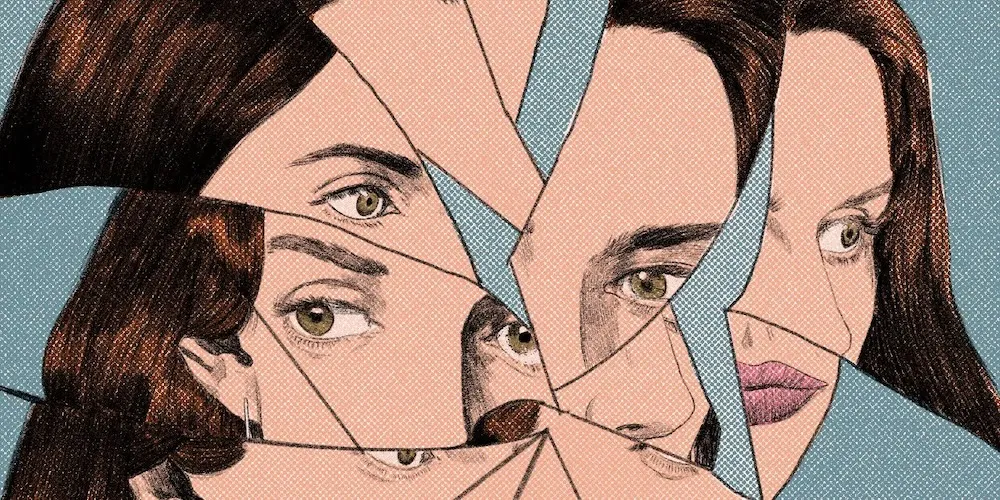 fractured drawing of woman