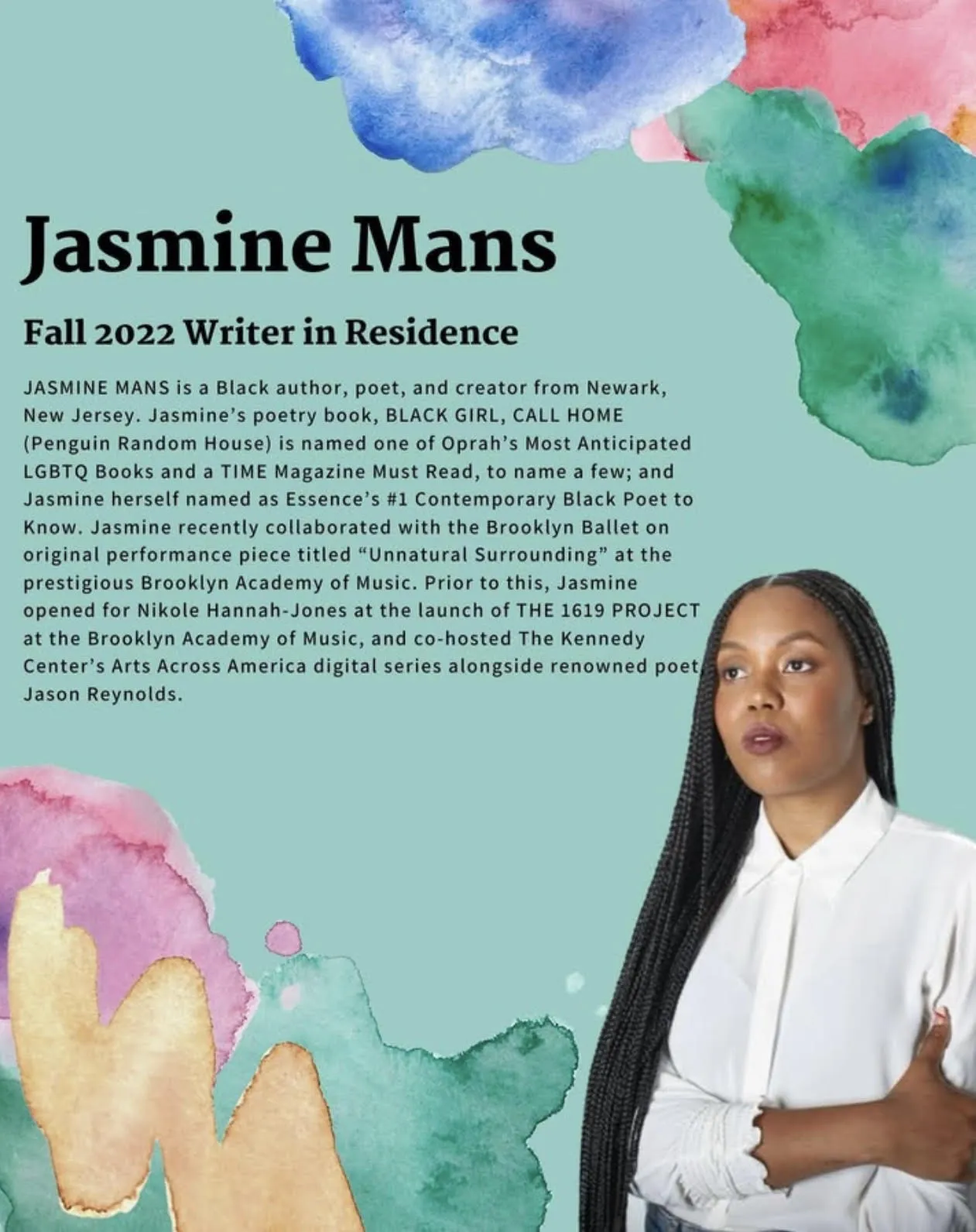 Writer-in-Residence in Fall 2022: Jasmine Mans