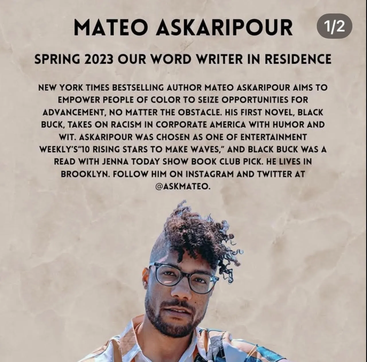 Writer-in-Residence in Spring 2023: Mateo Askaripour