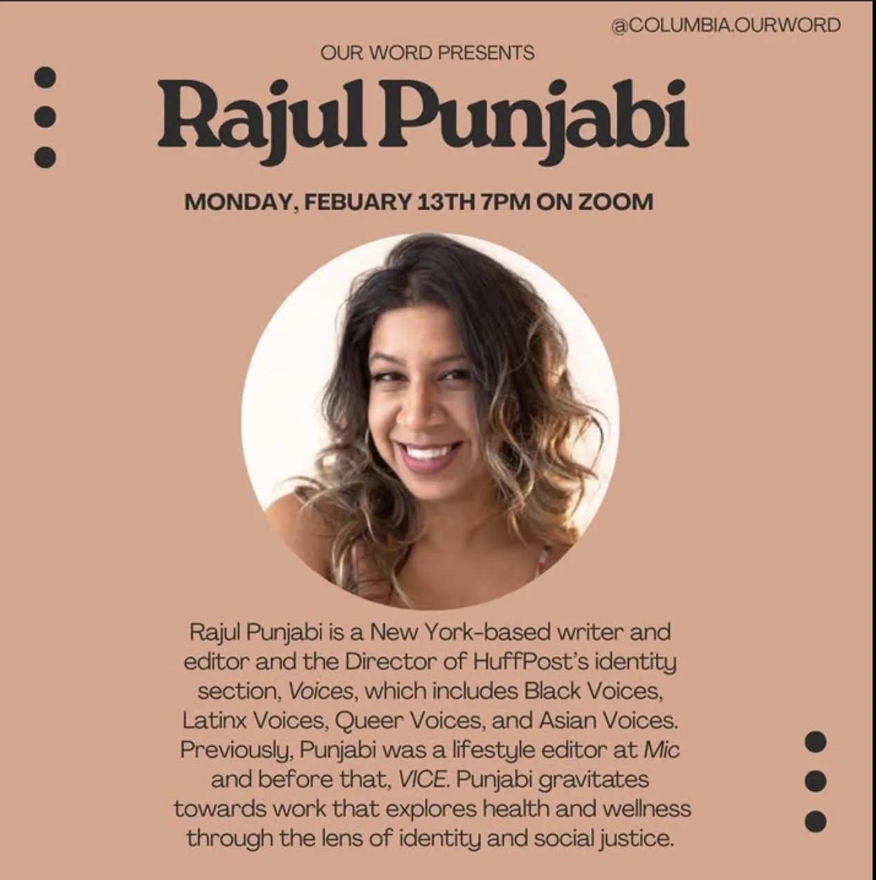 Writer-in-Residence in Spring 2025: Rajul Punjabi