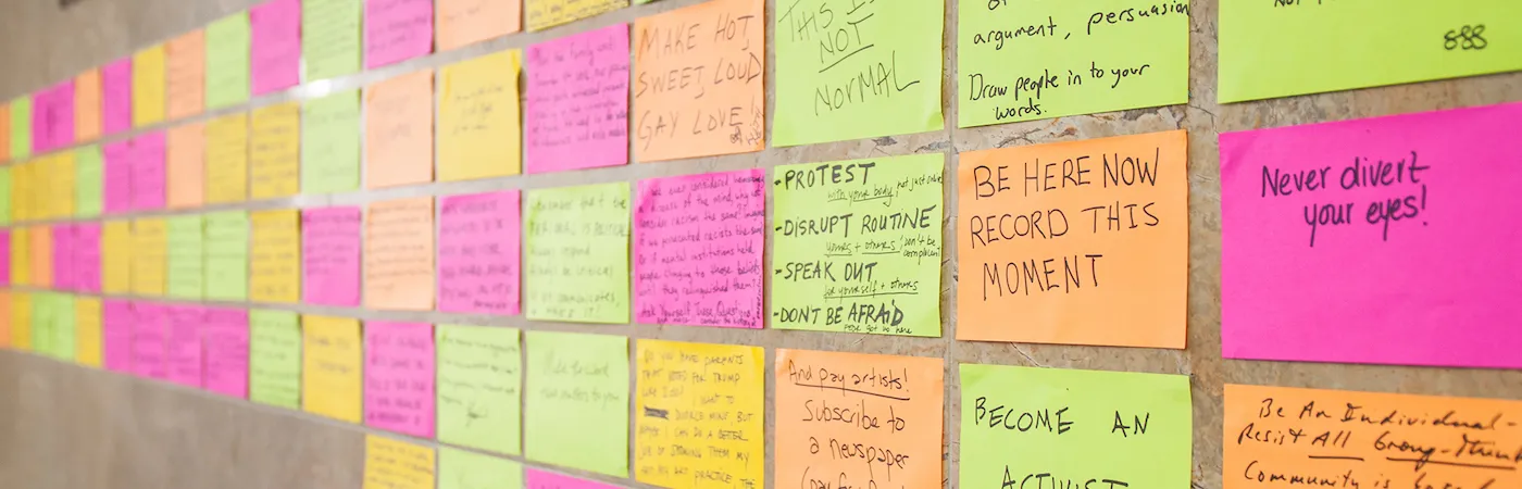 Sticky notes on wall