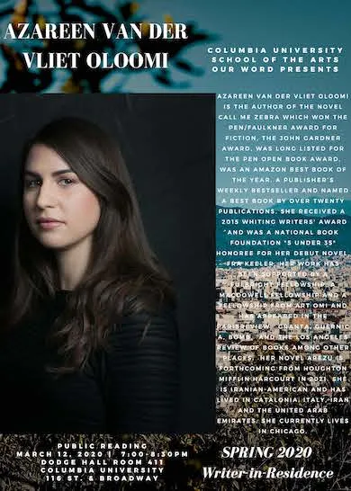 Spring 2020 Writer in Residence: Azareen Van Der Vliet Oloomi