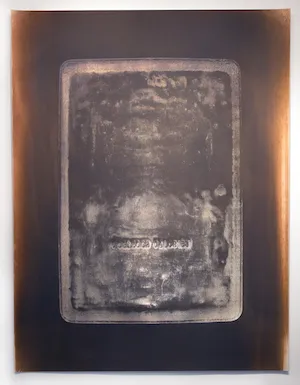 "0.0316602 CALORIES," from 7 Sins, 2016 Silvered screenprint 45-1/2 x 35 inches Edition: 8, variable