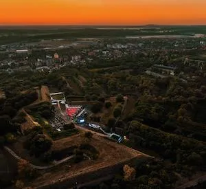 air view of a suburb during sunset