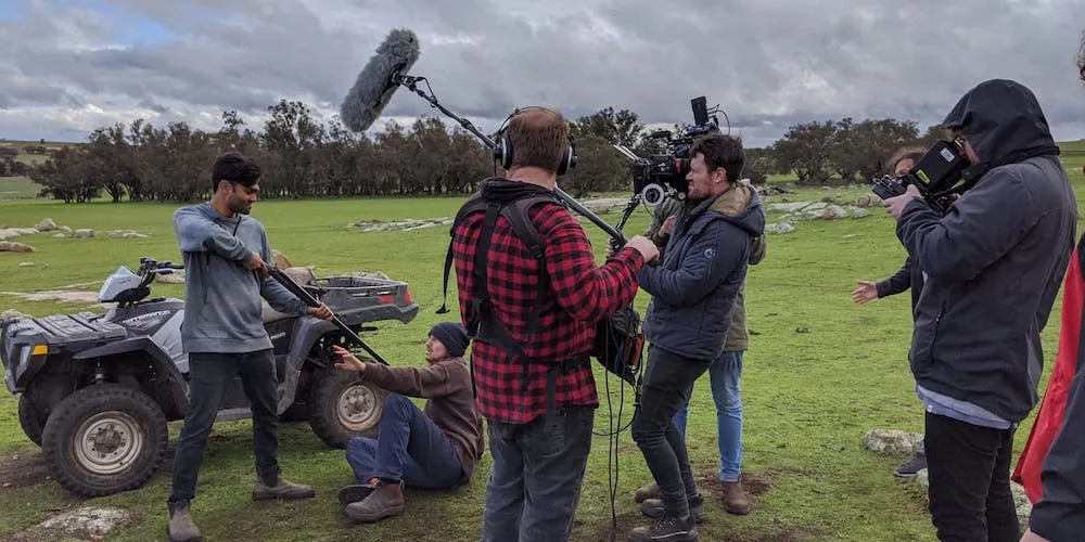 On the set of Part Way East, by student William Turner