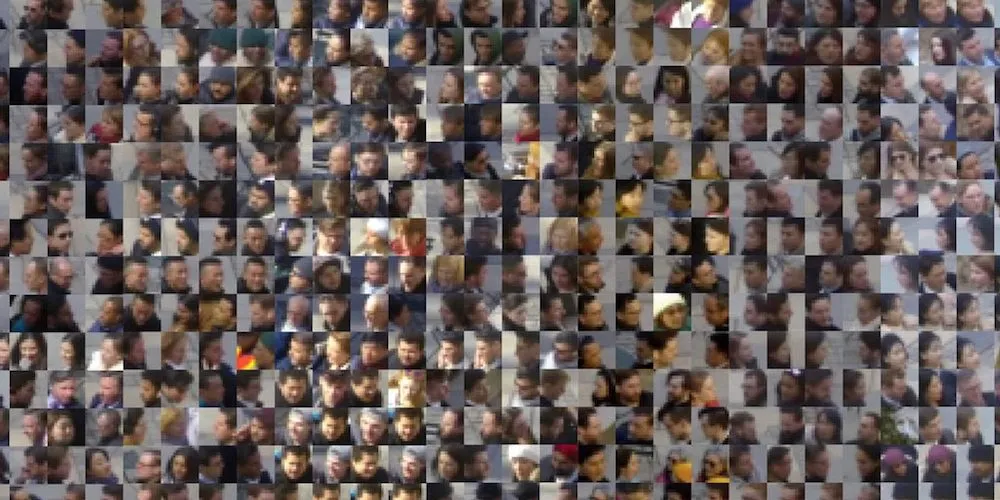A bunch of little images of blurry faces