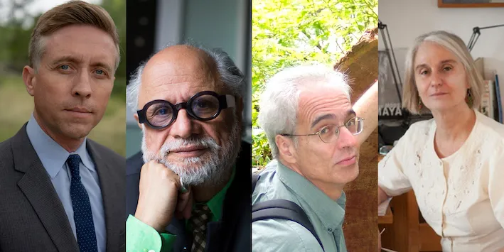 Left to right: Jonathan Ryan, Homi K. Bhabha, Jonathan Auerbach, and Margarita de Orellana