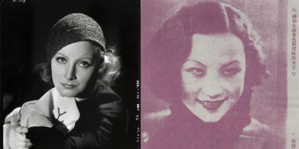 Left: a portrait of Greta Garbo. Right: a portrait of Tan Ying, a Chinese actress in the 1930s who was widely referred to as “Yellow Garbo.”