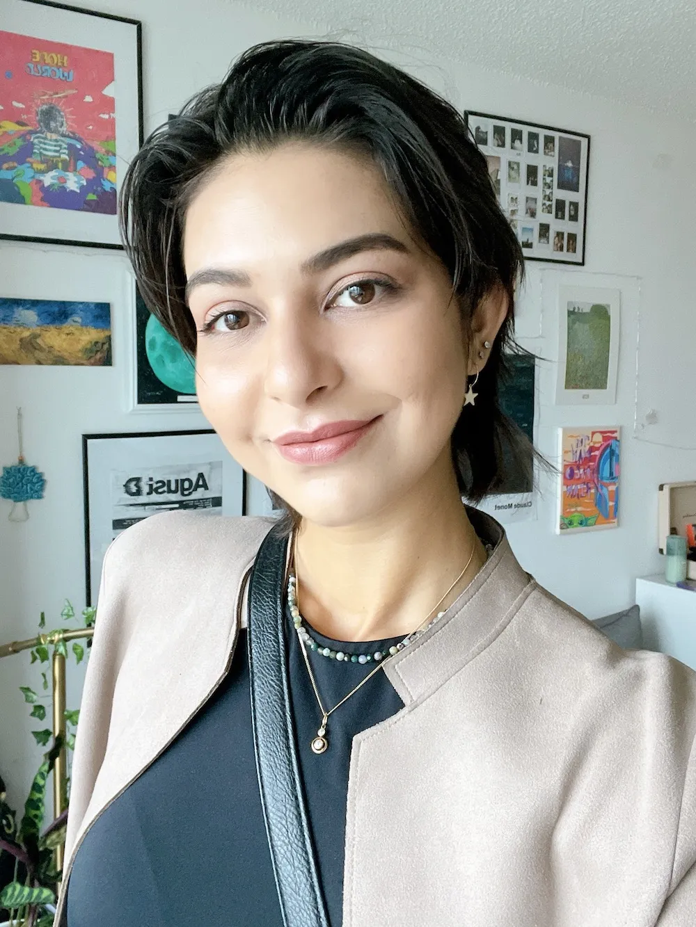 Woman with short hair smiling