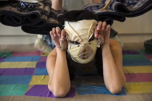 Still from Kyzdin Zholy Zheneshke, performance art piece by Aika Akhmetova '20, image courtesy of the artist