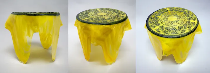 Yellow Tablecloth, 2019, Kiln Formed Glass, 15 x 14 x 13”
