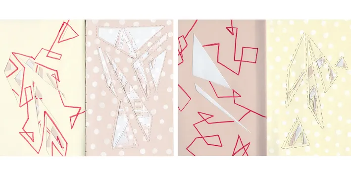 (Left) Building on a Battered Landscape, (right) Building on a Battered Landscape 2 by Ruhee Maknojia '19