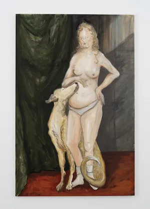 Painting of a woman and a dog