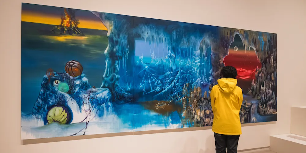 art on display in a gallery