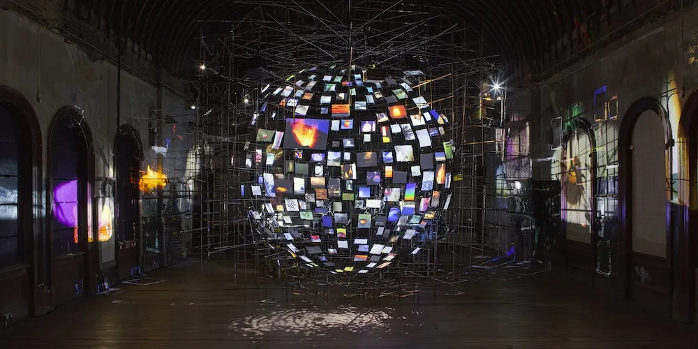 Sarah Sze, 'Metronome,' (Mixed media, projectors, paper, wood, stainless steel, 2023) © Sarah Sze. Photograph by Thierry Bal