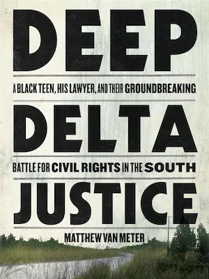 book cover title and a small city in the background 