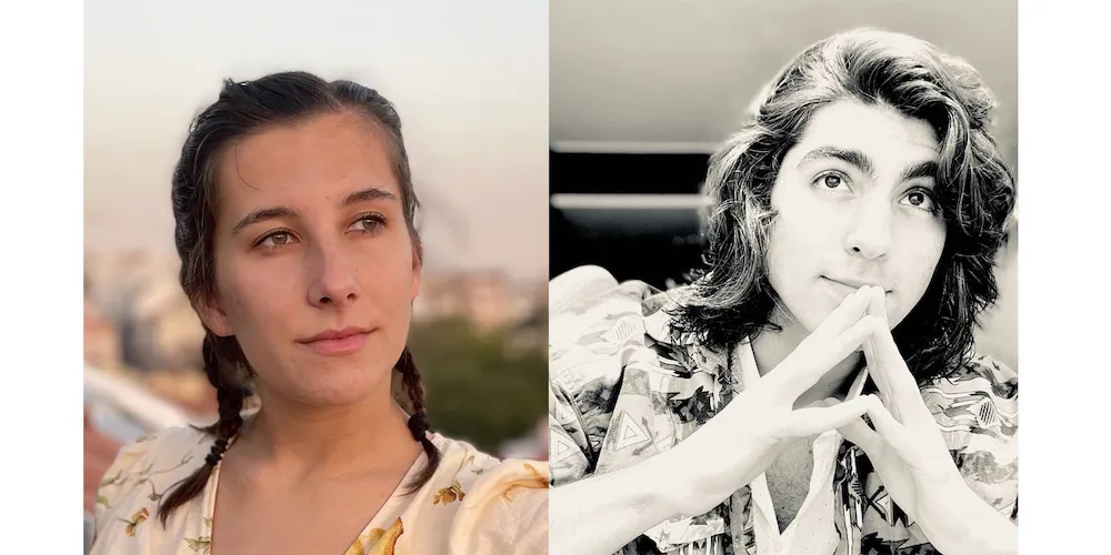 A portrait of two people 