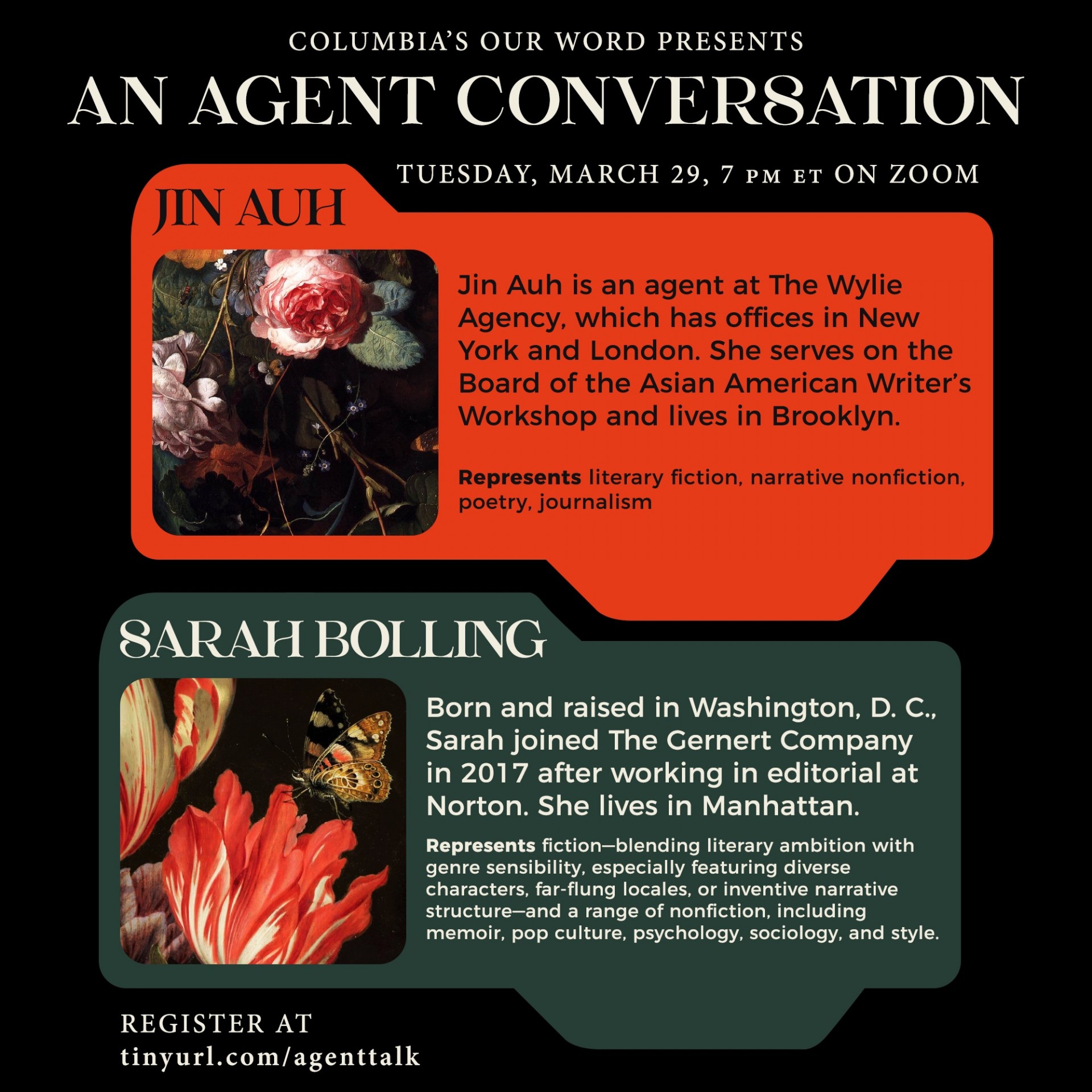 Spring 2022 Event: An Agent Conversation with Jin Auh and Sarah Bolling