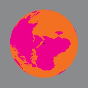 Orange and pink image of the globe centered in Ethiopia.