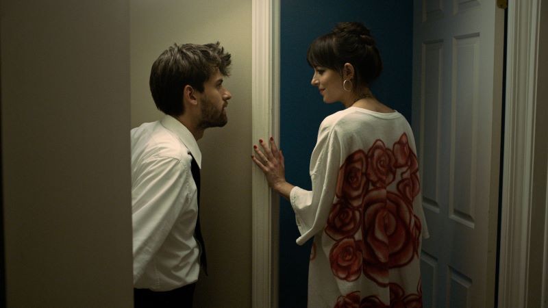 Still from 'Cha Cha Real Smooth' man and woman in door way