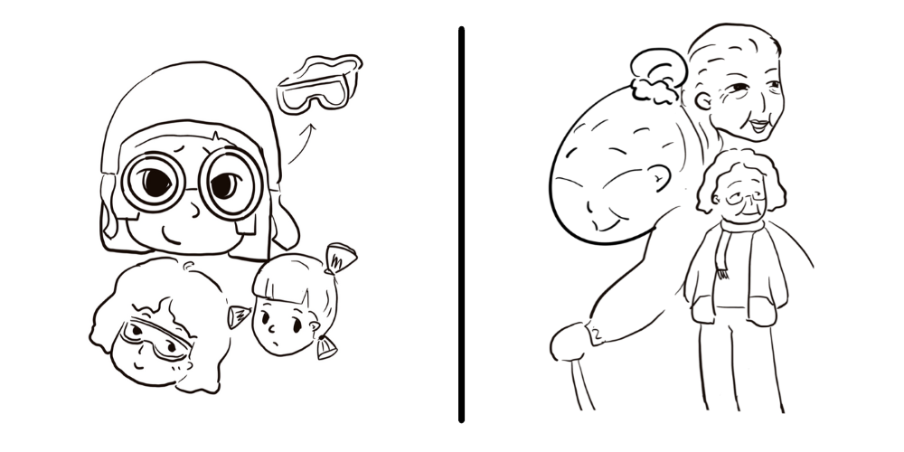 Left: Saki from 'Still'; Right: Kiko from 'Still' two animated characters