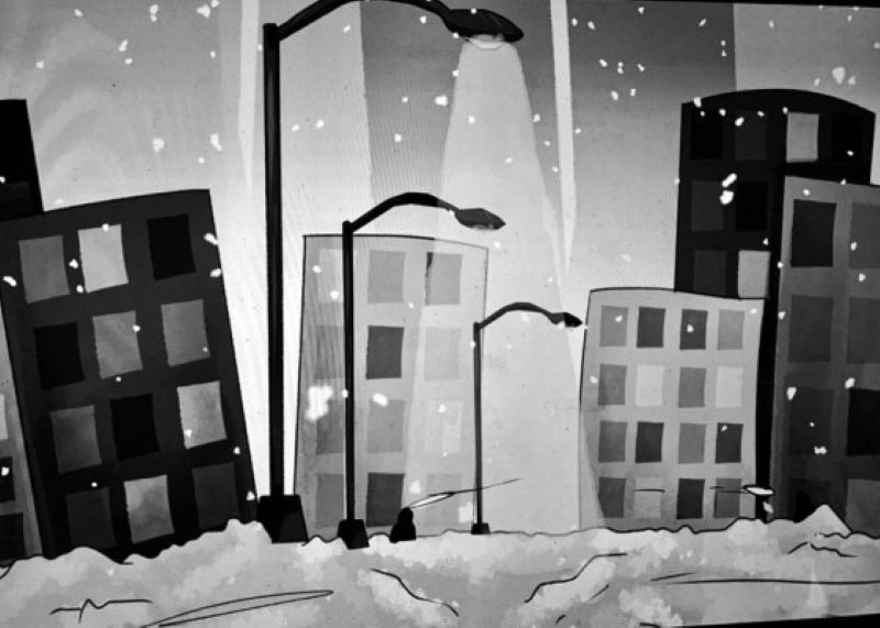 Animated snowy street