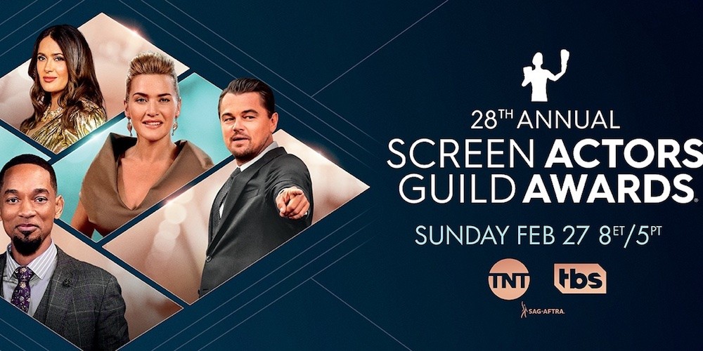 Poster for the guild awards, famous people on the left.