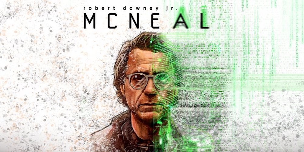 Illustration of man in glasses with green digital outline.