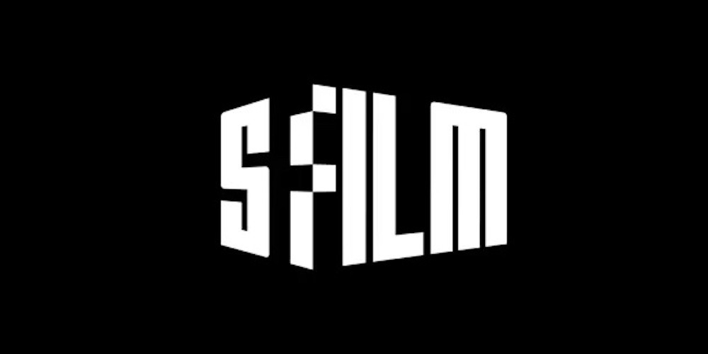 White SSFILM logo on black background