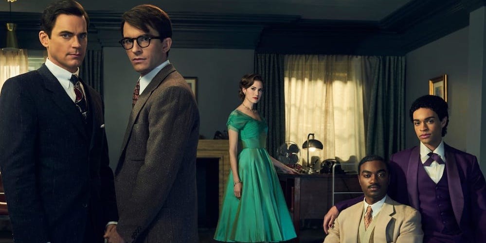 Promotional image for 'Fellow Travelers' Several people in a living room