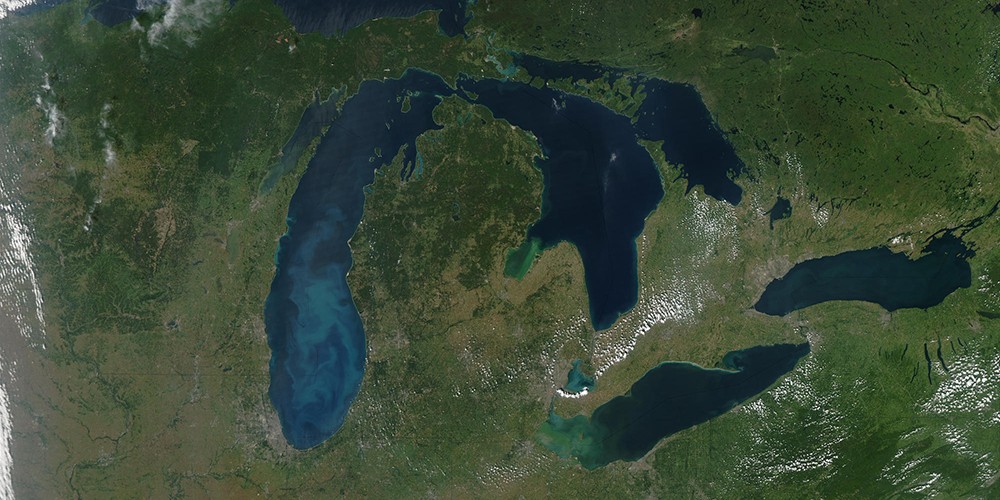 Satellite image of the Great Lakes.