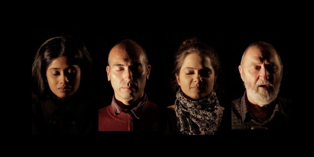 Still from 'Stage' by alumnus Julian Day '21 Four people with eyes closed