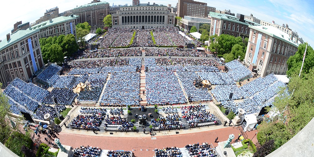 Aerial photo of Morningside Campus during commencement.