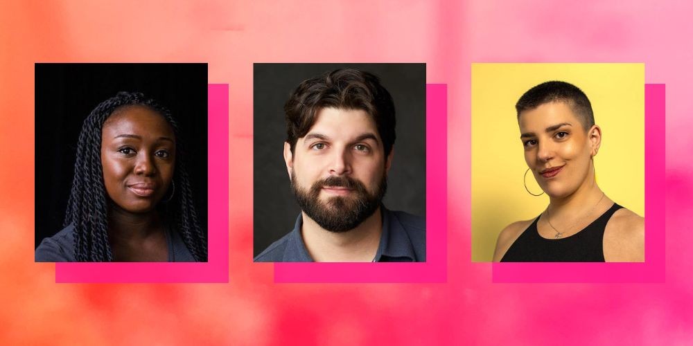 headshots of Jocelyn Bioh '08, Julián Mesri '20, Cha Ramos '21