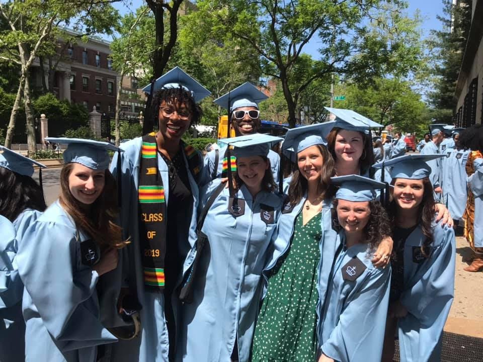 Class of 2019 Stage Management graduate. From left to right: Morgan Beach, Jessica Emmanus,  R. Christopher Maxwell, Caitlyn Dominguez, Megan Webb, Alexis Nalbandian, Patricia Garvey, and Alison Simone